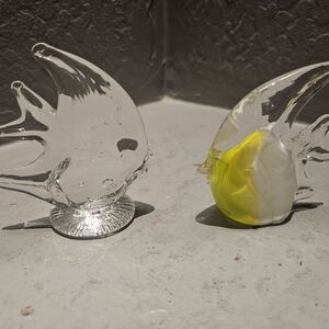 Art Fish Figurines Murano Style - Clear and Yellow 3" X 3"
